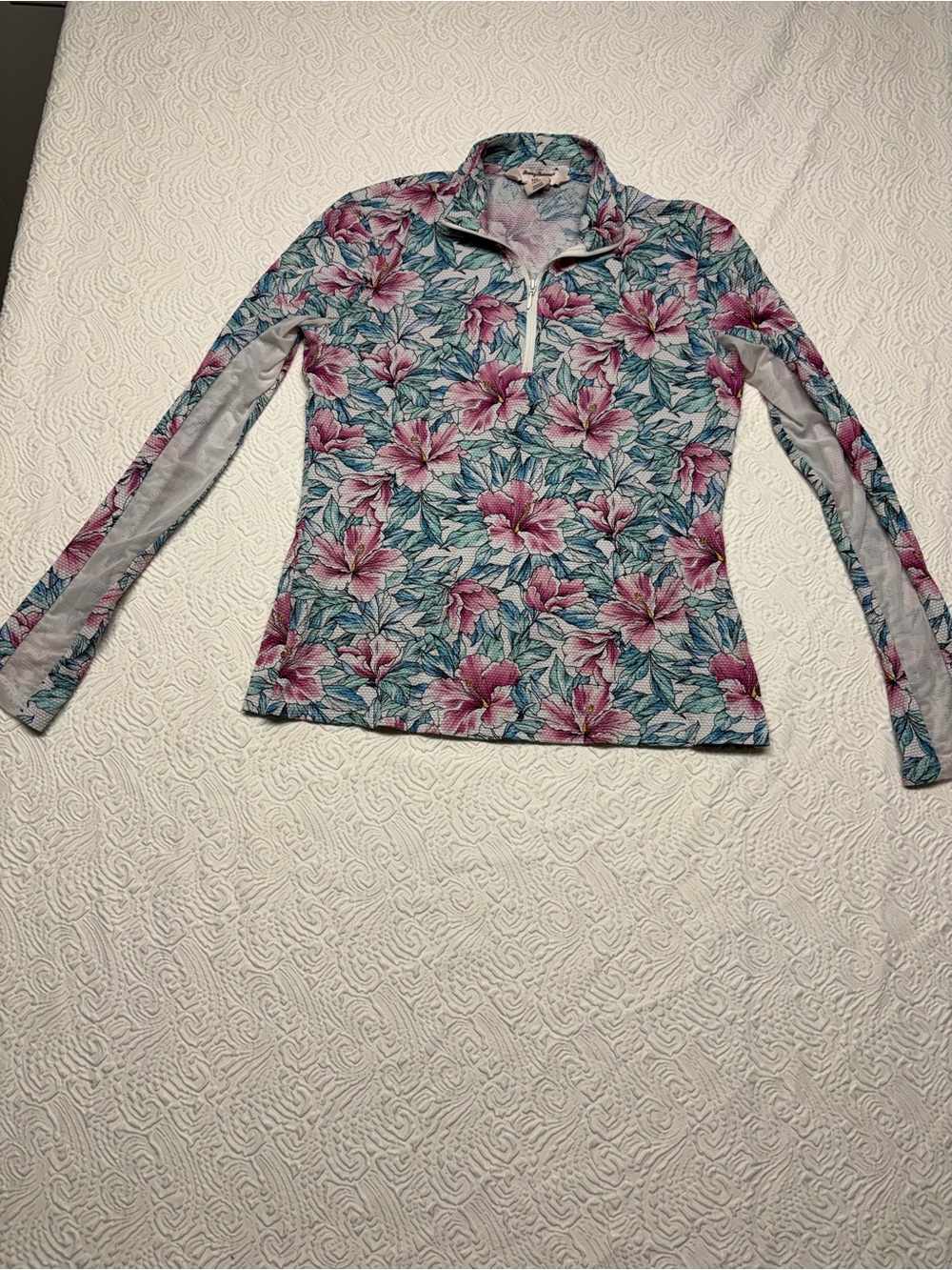 Tommy Bahama Active Light Blue Aqua Floral Top